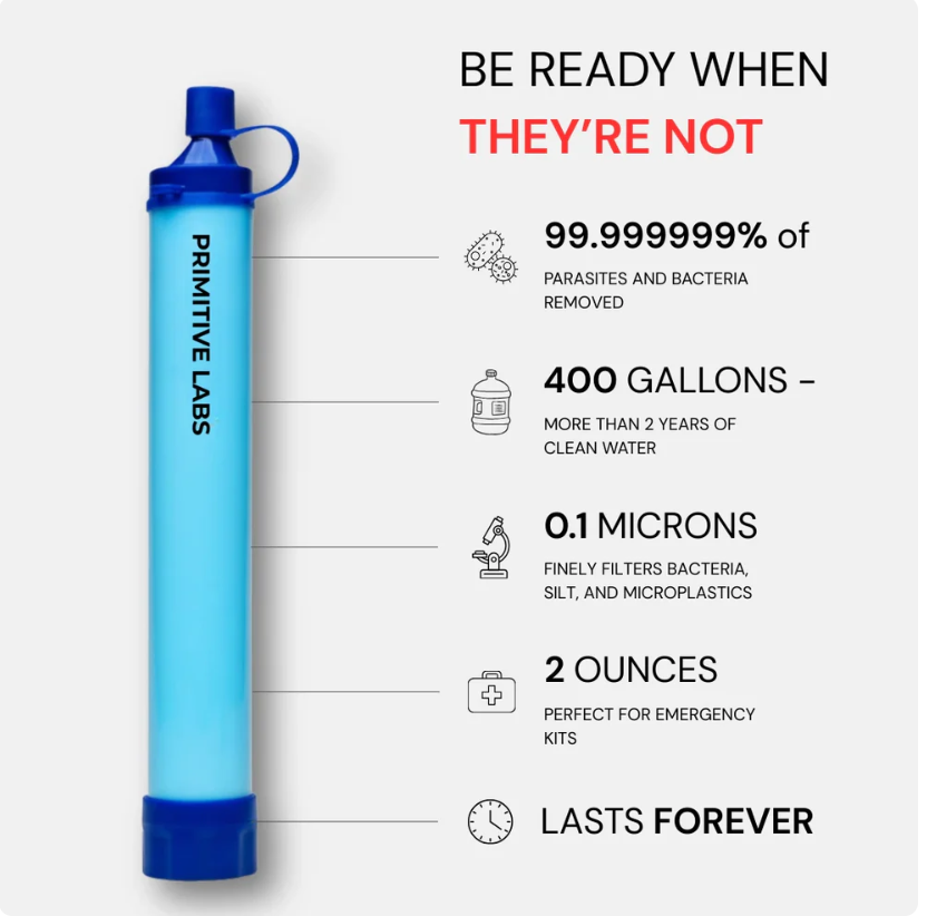 Hydra-X1 Emergency Water Filter Straw (400 gal)